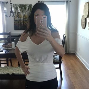 White sexy cold shoulders top